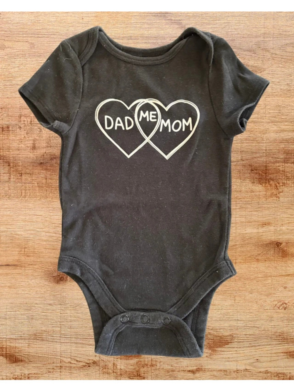 Jumping Beans 6M Black "Dad Mom Me" Short Sleeve Bodysuit
